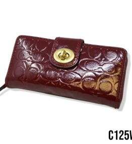Coach Crimson Patent Leather Monogrammed C Embossed Wallet (C125W)